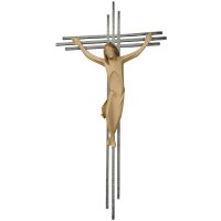 Crucifix, with a triple bar in stainless ste