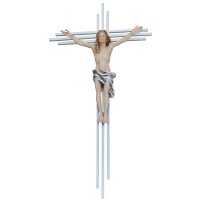 Crocifisso moderno su croce in acciaio 3 barre