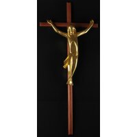 Crucifix, with cross in straight form, in wood