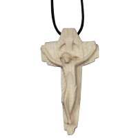 Modern cross pendant on necklase in leather