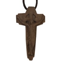 Modern cross pendant on necklase in leather