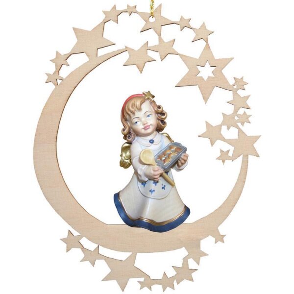 Moon with angel with Christmas cookies