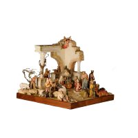 Ruin oriental style crib with sculptures wooden
