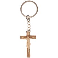 Portachiavi - con croce di Gesù in legno