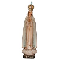 Statua della Madonna di Fatima in legno con corona
