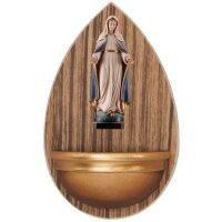Aquasantiera in legno con Madonna Miracolosa