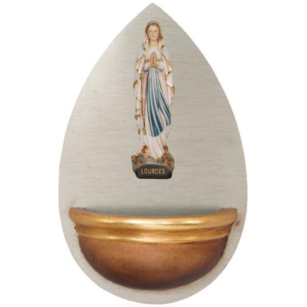 Aquasantiera con Madonna di Lourdes legno