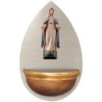 Aquasantiera con Madonna Immaculata in legno