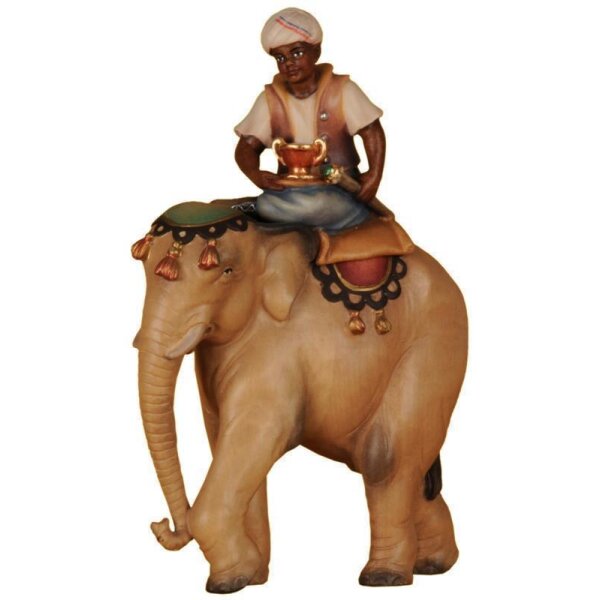 Elefante con servitore - brunito con più toni - 14 cm