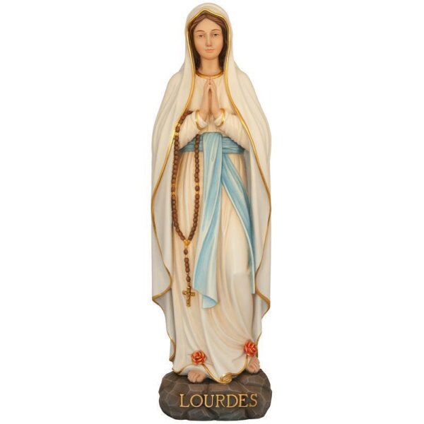 Statua della Madonna di Lourdes in legno - dipinto con colori ad olio - 11 cm