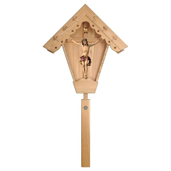 Crocifisso Nazareno - Croce da campo Larice - Legno di tiglio scolpito