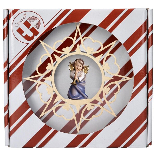 Angelo Cuore con trombone - Stella Cuore + Box regalo