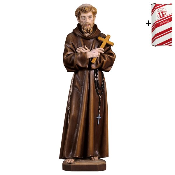 Hl. Franziskus von Assisi mit Kreuz + Geschenkbox