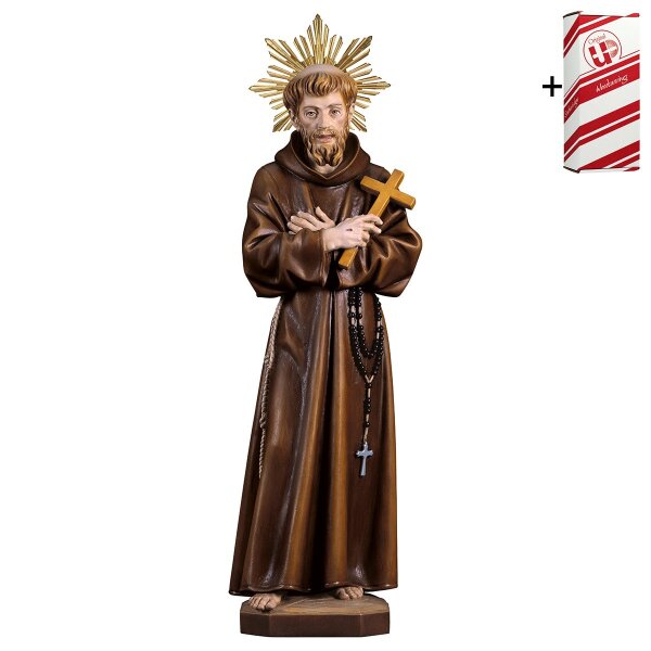 S. Francesco d´Assisi con croce con Raggiera + Box regalo