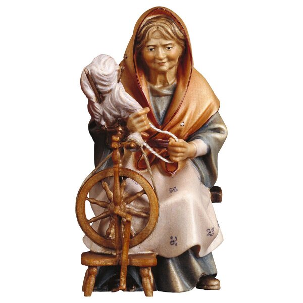 SH Old landlady with spinning wheel-Colored-15 cm