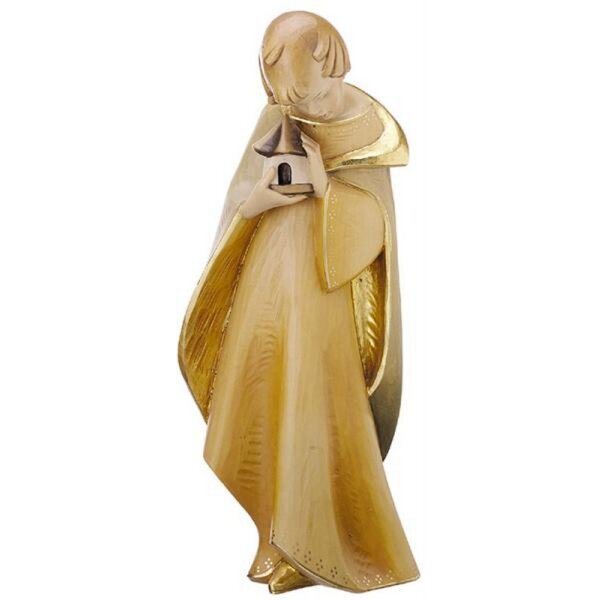 Modern angel with house - color carved - 17,3"