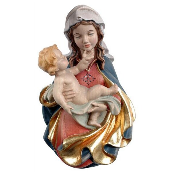 Madonna rilievo (MI) colorato scolpito tiglio 36 cm