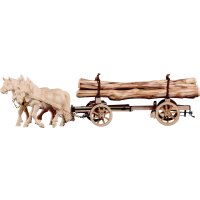2 Cavalli da tiro con carro ferrato e legna