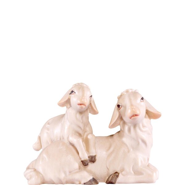 Pecora sdraiata con agnello Artis - colorato - 15 cm