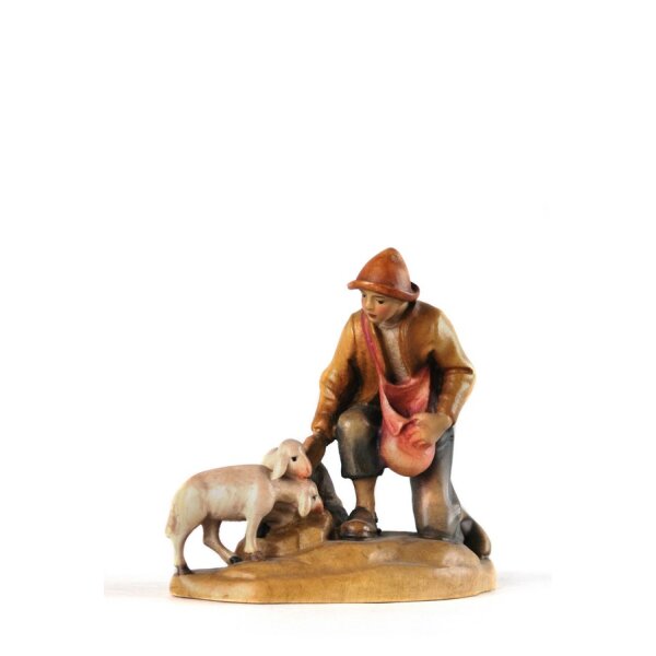 Shepherdboy with lambs - color - 8"