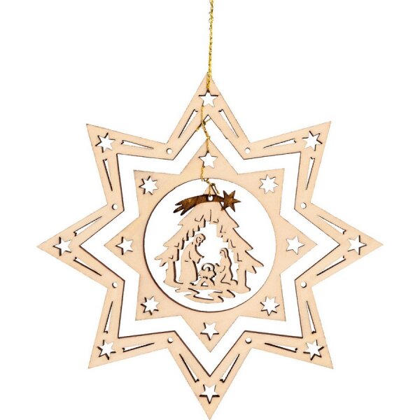 Laser star (3 pieces) with holy family