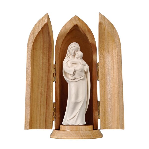 Madonna of Hope in niche - natural wood - 3,5"/5"