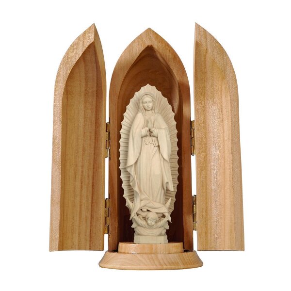 Our Lady of Guadalupe in niche - natural wood - 3,5"/5"