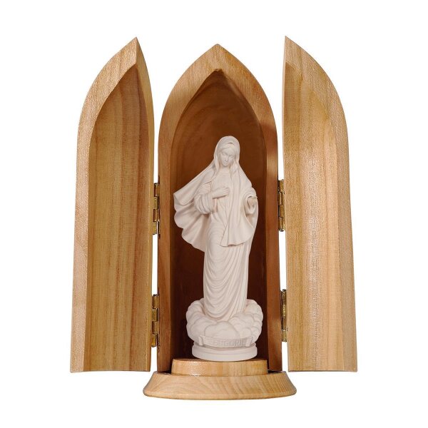 Our Lady of Medjugorje in niche - natural wood - 3"/4"