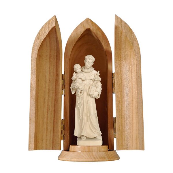 St. Anthony with Child in niche - natural wood - 3,5"/5"