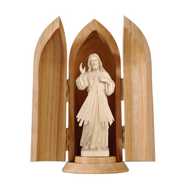 Divine Mercy in niche - natural wood - 3,5"/5"