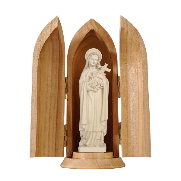 St. Theresa of Lisieux in niche - natural wood - 3,5"/5"