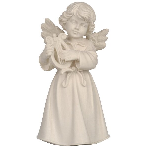 Bell angel standing with lyre - natural wood - 2 inch