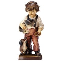 Boy with dog and cat