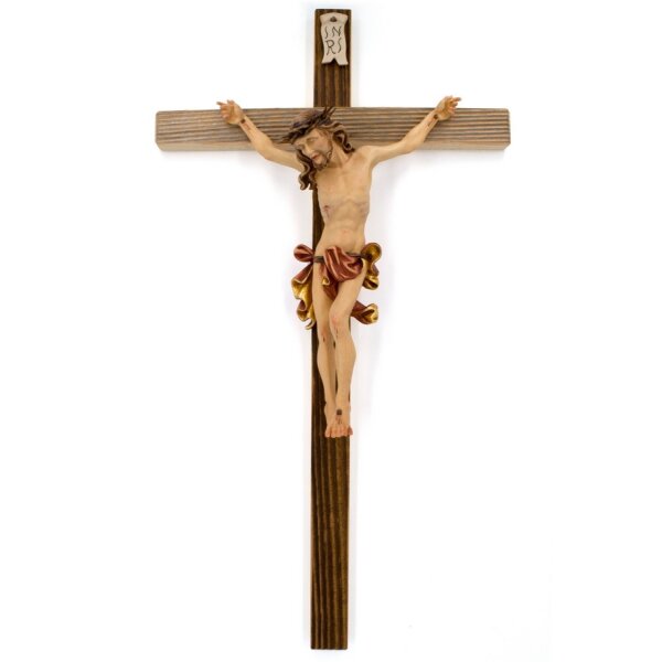 Crocefisso con spine su croce in legno antico - colorato - 60/120 cm