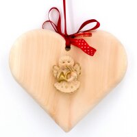 pine wood heart with angel instrument - gold board - 5,5...