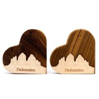 Cuore Dolomites con tre cime di lavaredo - naturale - 13 cm