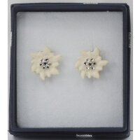 edelweiss earrings - natural with cristal - 0,4 inch