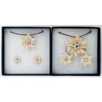 Set of jewels EDELWEISS with necklace and earrings - natural with cristal - 0,8 inch