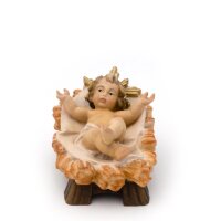 Jesus Child in crib fixed - old true gold colored - 9,5 inch