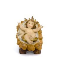 Jesus Child in crib fixed - old true gold colored - 9,5 inch