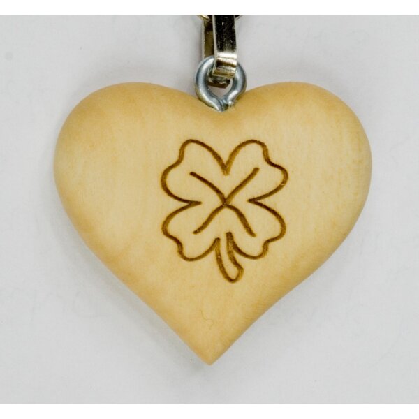 Key holder four clover - natur with script - 1,4 inch