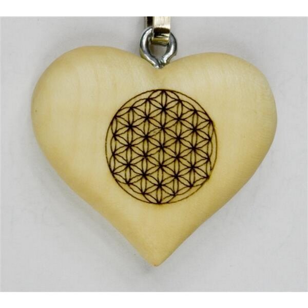 Key holder flower of life - natur with script - 1,4 inch