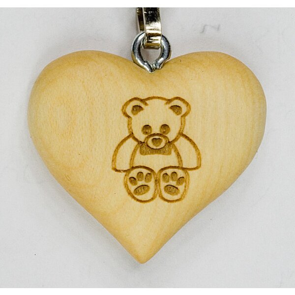Key holder teddy bear - natur with script - 1,4 inch