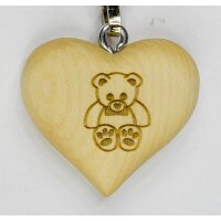 Key holder teddy bear - natur with script - 1,4 inch