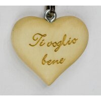 key ring "Ti voglio bene" - natur with script -...