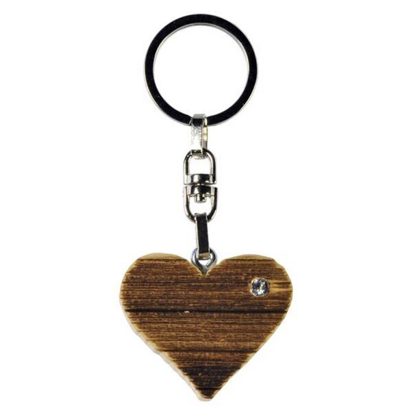 Hearth with key ring - natural with cristal - 1,8 inch