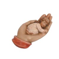 Mano con bambina che dorme - colorato - 14 cm