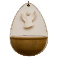 Holy water stoup with modern angel - gold board - 4,7 inch