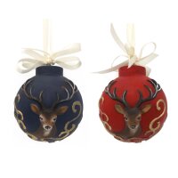 christmas tree ball with deer - color - 4,7 inch