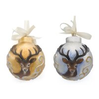 christmas tree ball with deer - color - 4,7 inch